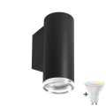 Aplique de pared para baño LED RGBW regulable TURYN 1xGU10/6W/230V 3000K Wi-Fi IP44 negro