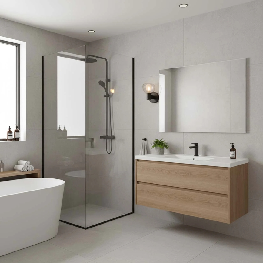 Aplique de pared para baño POLA 1xG9/5W/230V IP44 negro/transparente