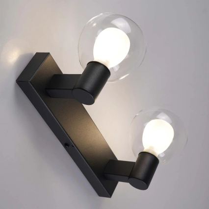 Aplique de pared para baño POLA 2xG9/5W/230V IP44 negro/transparente