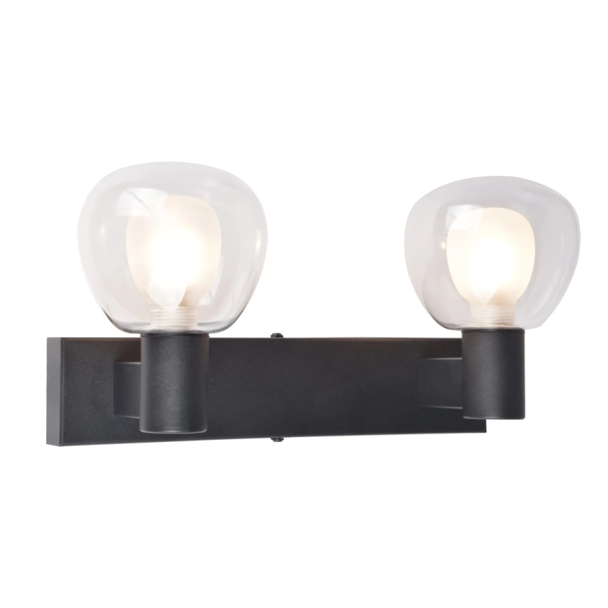 Aplique de pared para baño POLA 2xG9/5W/230V IP44 negro/transparente