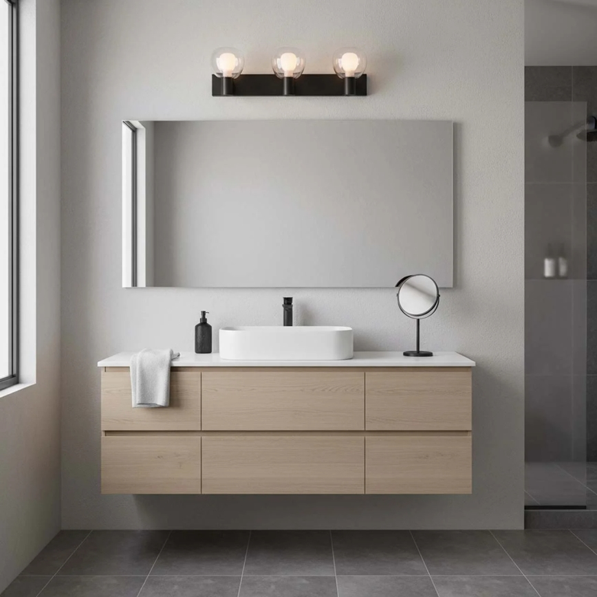 Aplique de pared para baño POLA 3xG9/5W/230V IP44 negro/transparente