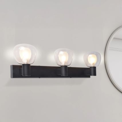 Aplique de pared para baño POLA 3xG9/5W/230V IP44 negro/transparente