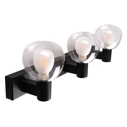 Aplique de pared para baño POLA 3xG9/5W/230V IP44 negro/transparente