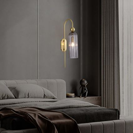 Aplique de pared PIEGA 1xE14/40W/230V latón/negro ahumado