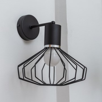 Aplique de pared SOLANO 1xE27/15W/230V negro/cromo brillante