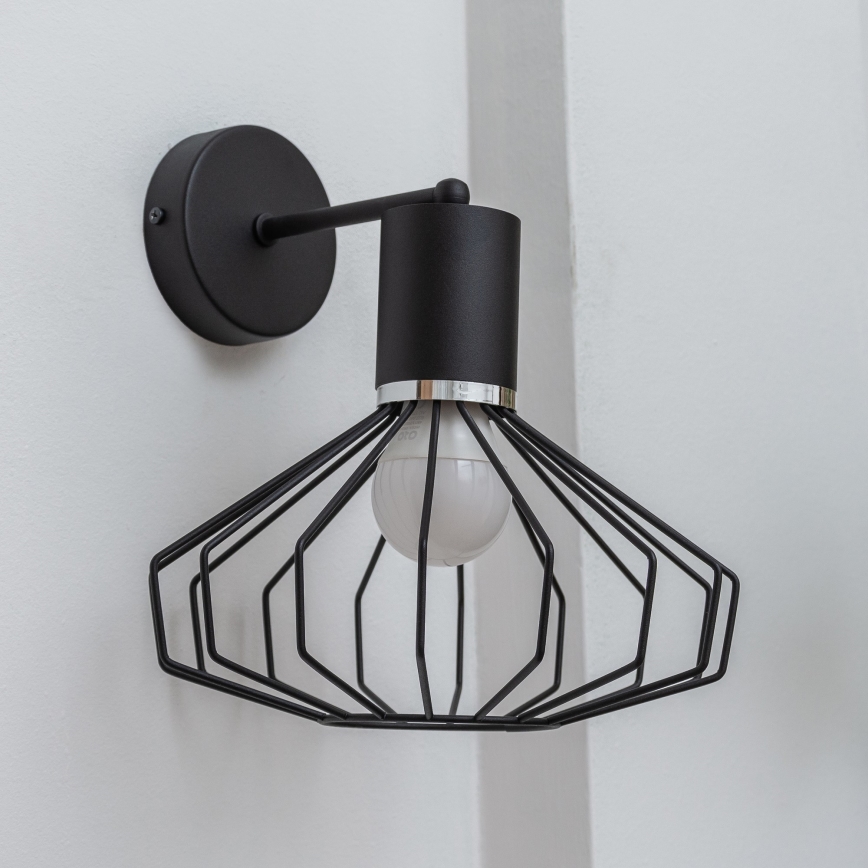 Aplique de pared SOLANO 1xE27/15W/230V negro/cromo brillante