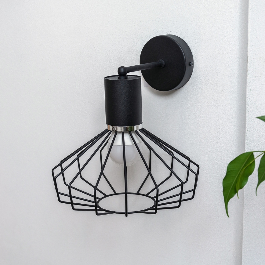 Aplique de pared SOLANO 1xE27/15W/230V negro/cromo brillante