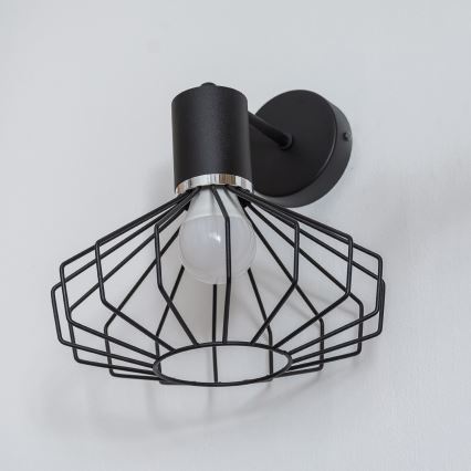 Aplique de pared SOLANO 1xE27/15W/230V negro/cromo brillante