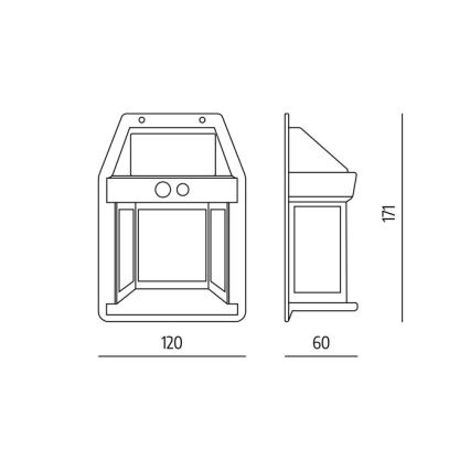 Aplique de pared solar con sensor OMVIA LED/3,7V 3000K IP44 1200 mAh