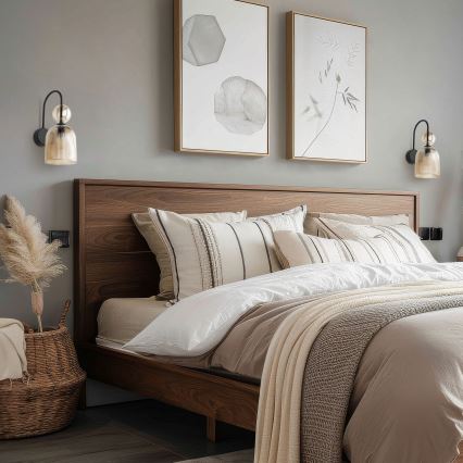 Aplique de pared SOPHIA 1xE14/10W/230V negro/beige ahumado