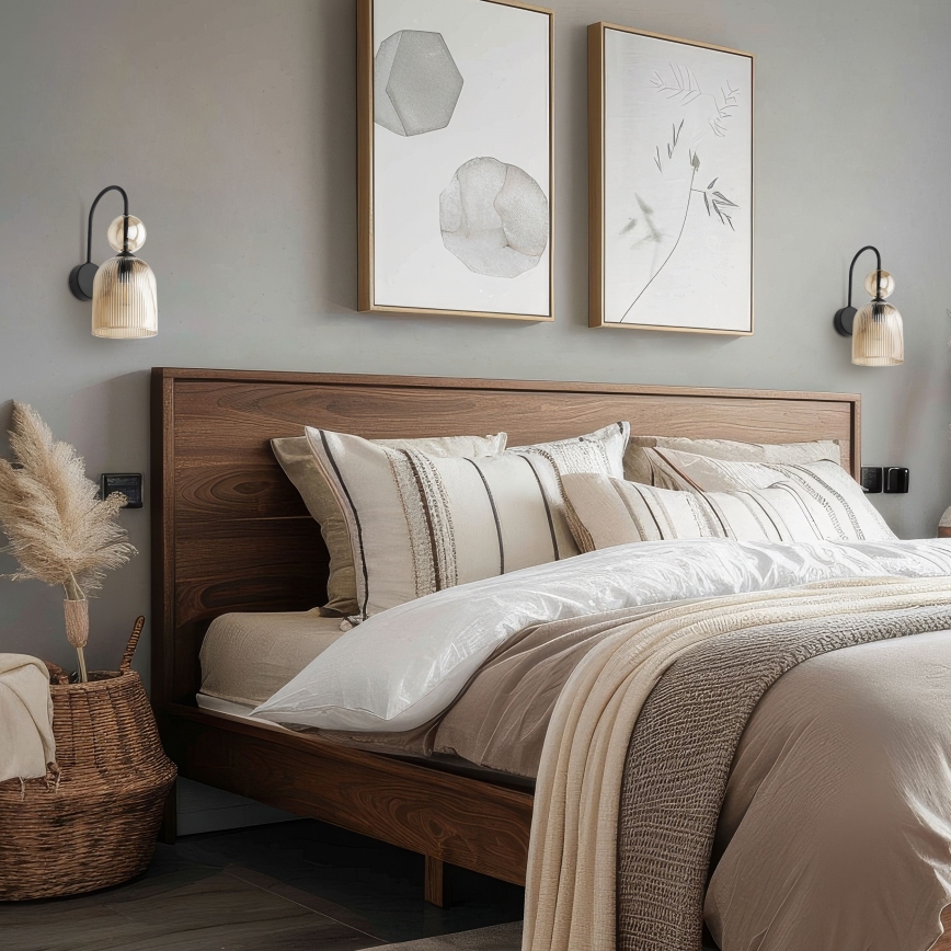 Aplique de pared SOPHIA 1xE14/10W/230V negro/beige ahumado