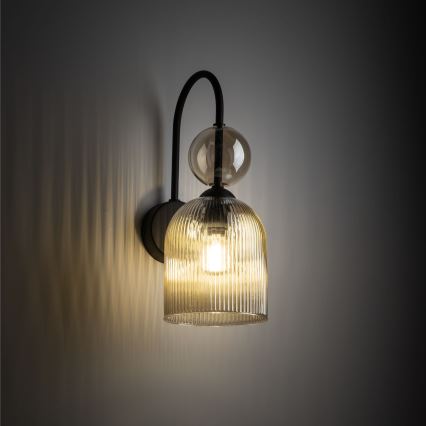 Aplique de pared SOPHIA 1xE14/10W/230V negro/beige ahumado