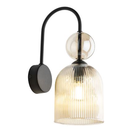 Aplique de pared SOPHIA 1xE14/10W/230V negro/beige ahumado