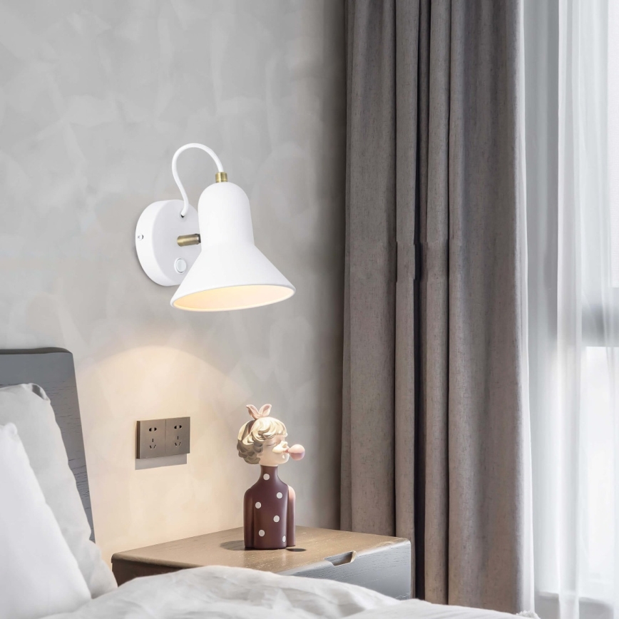 Aplique de pared tipo foco ASTAMA 1xE27/40W/230V blanco/latón