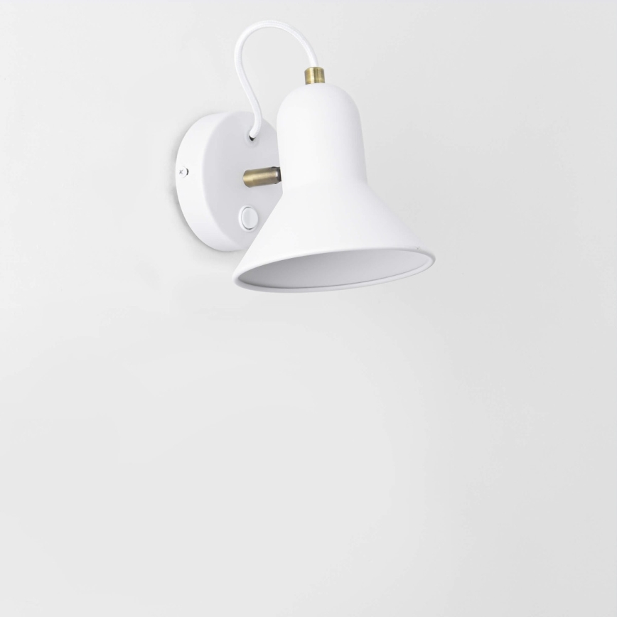 Aplique de pared tipo foco ASTAMA 1xE27/40W/230V blanco/latón