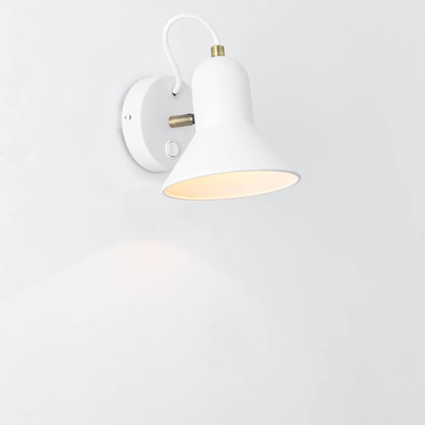 Aplique de pared tipo foco ASTAMA 1xE27/40W/230V blanco/latón