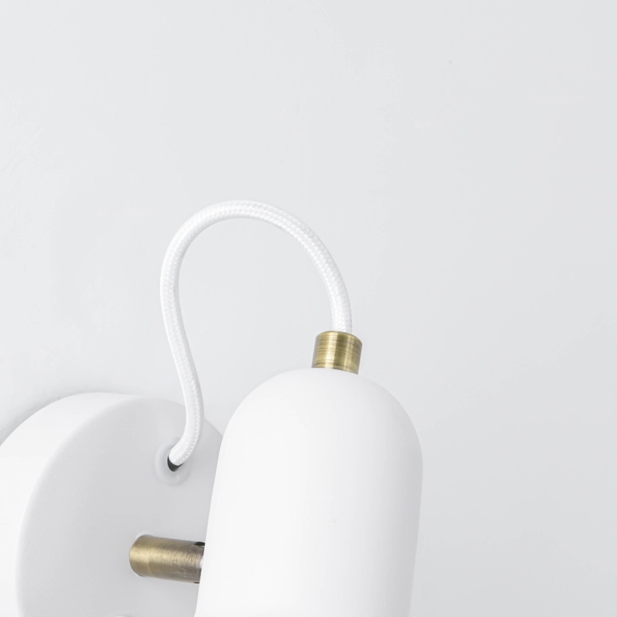 Aplique de pared tipo foco ASTAMA 1xE27/40W/230V blanco/latón