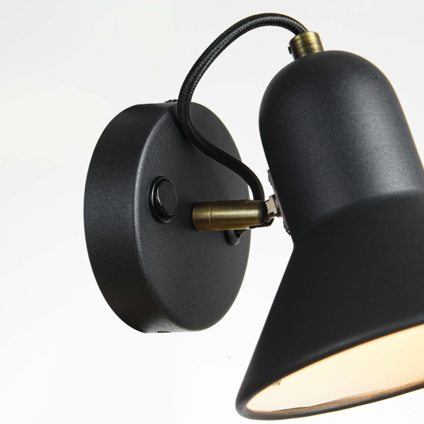 Aplique de pared tipo foco ASTAMA 1xE27/40W/230V negro/latón