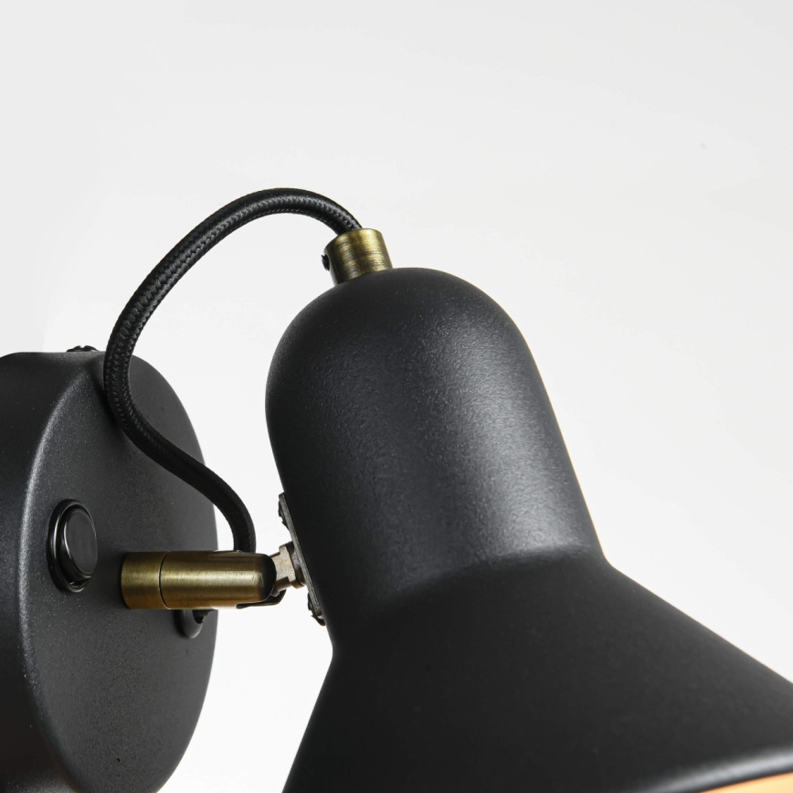 Aplique de pared tipo foco ASTAMA 1xE27/40W/230V negro/latón