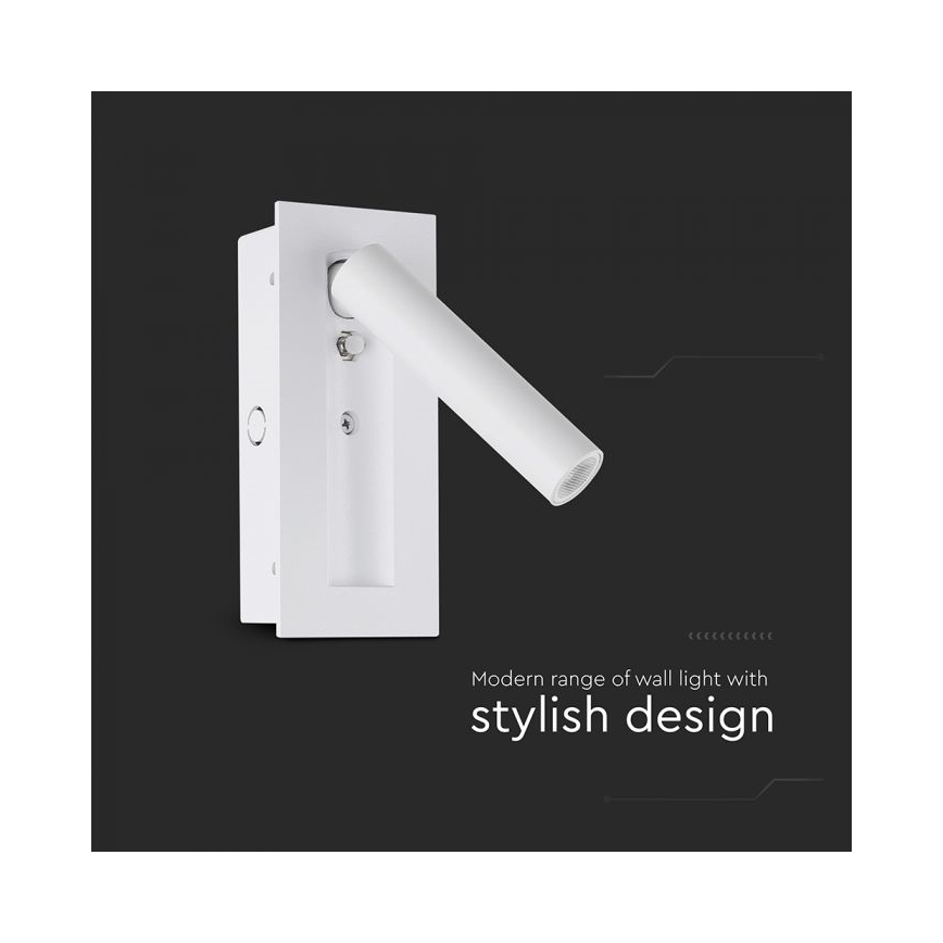 Aplique de pared tipo foco LED/2W/230V 3000K blanco