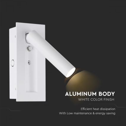 Aplique de pared tipo foco LED/2W/230V 3000K blanco