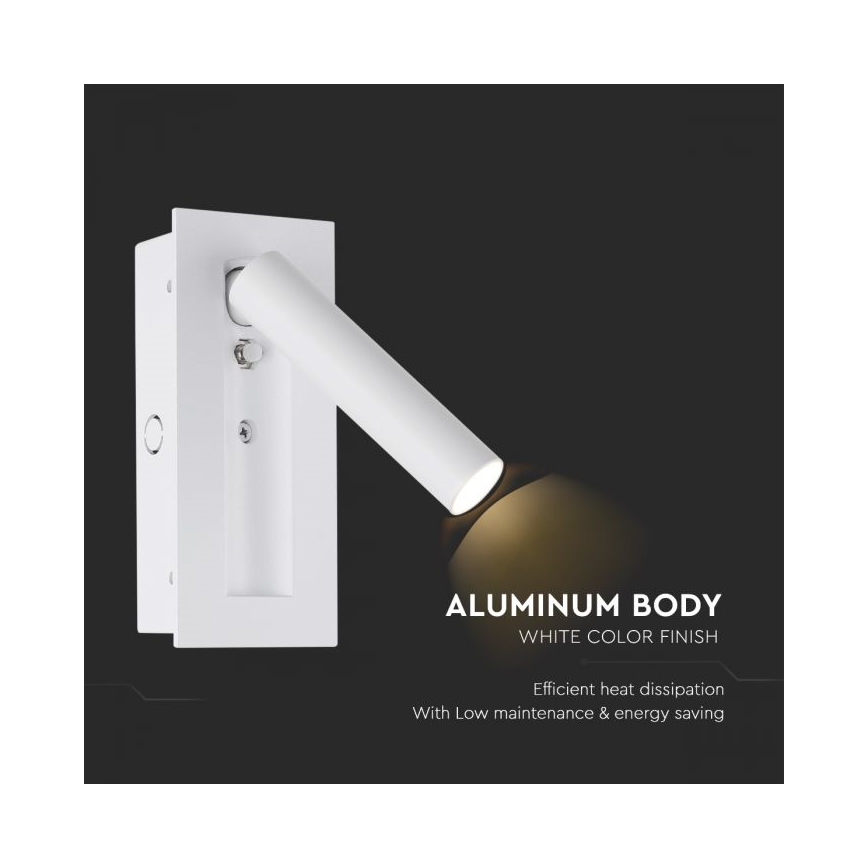 Aplique de pared tipo foco LED/2W/230V 3000K blanco