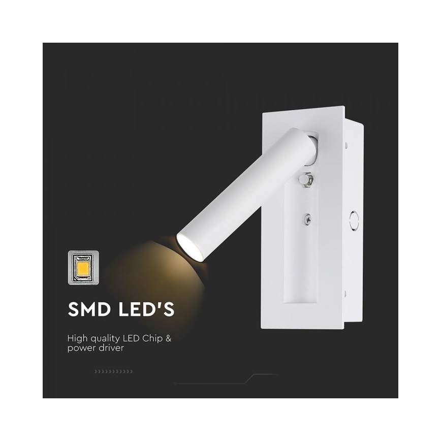 Aplique de pared tipo foco LED/2W/230V 3000K blanco