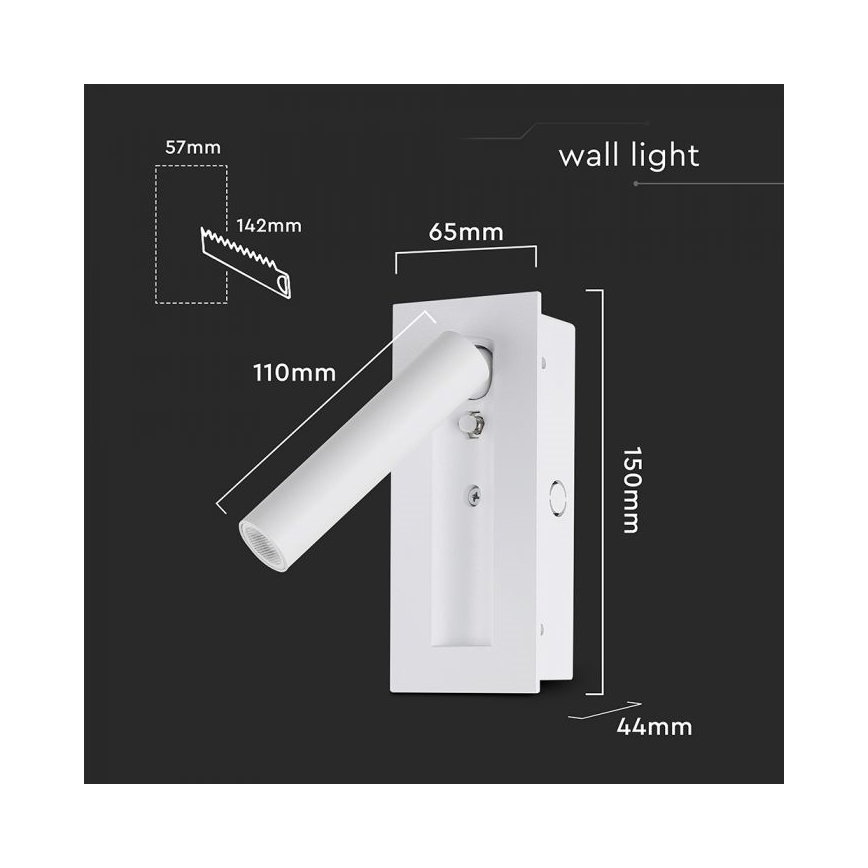 Aplique de pared tipo foco LED/2W/230V 3000K blanco