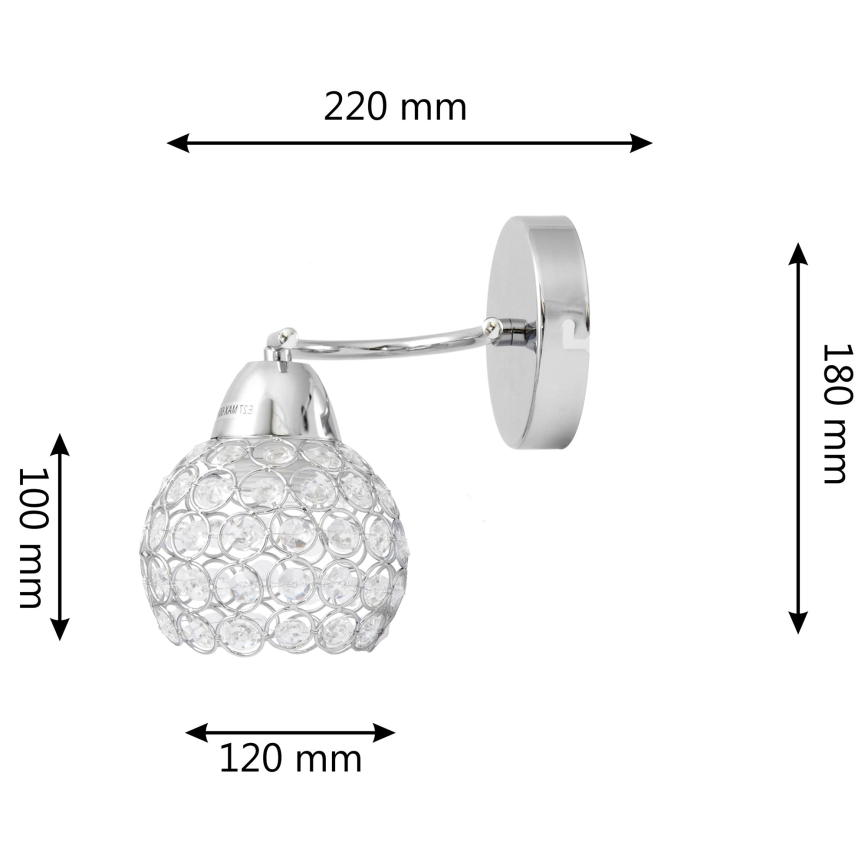 Aplique DORIS 1xE27/15W/230V cromo brillante/transparente