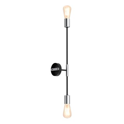 Aplique FLAME 2xE27/60W/230V negro/cromo brillante