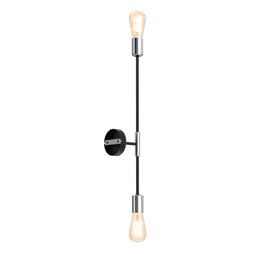 Aplique FLAME 2xE27/60W/230V negro/cromo brillante