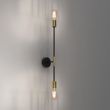 Aplique FLAME 2xE27/60W/230V negro/dorado