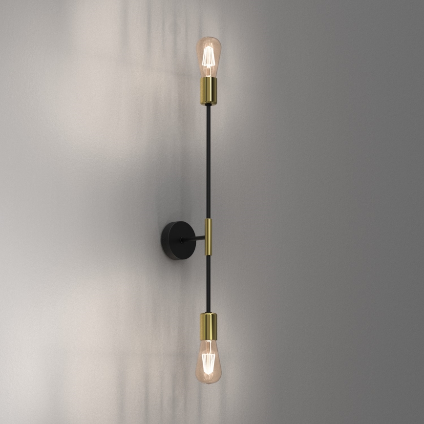 Aplique FLAME 2xE27/60W/230V negro/dorado