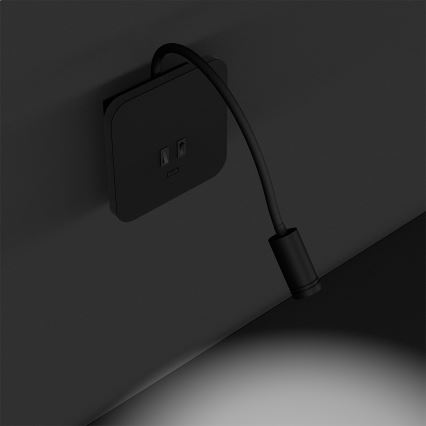 Aplique flexible LED BASE 1xLED/8W+1xLED/2W/230V negro/plata