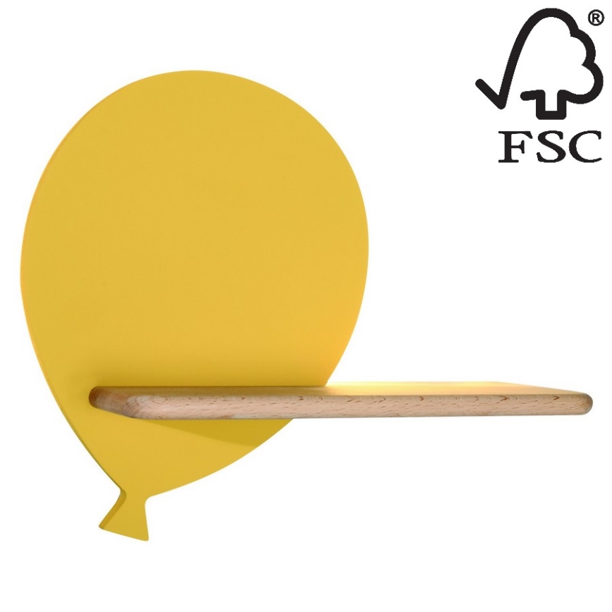 Aplique infantil LED con estante BALLOON LED/4W/230V amarillo/madera