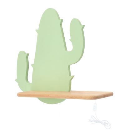 Aplique infantil LED con estante CACTUS LED/4W/230V verde/madera