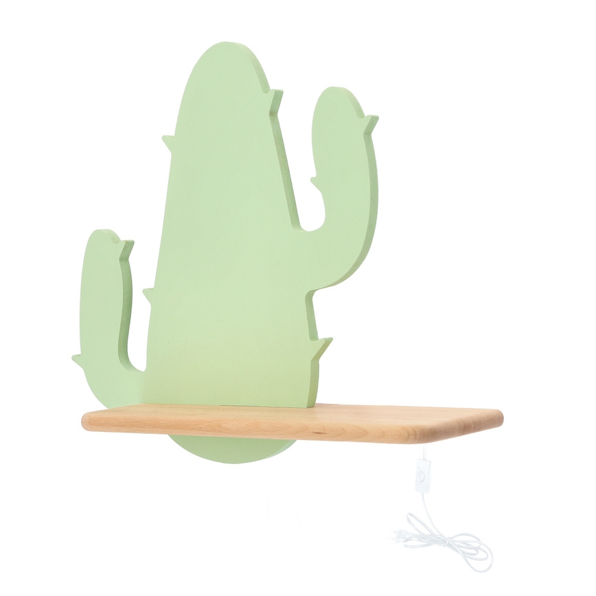 Aplique infantil LED con estante CACTUS LED/4W/230V verde/madera