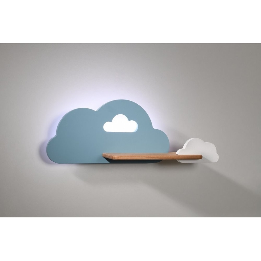 Aplique infantil LED con estante CLOUD LED/5W/230V azul/blanco