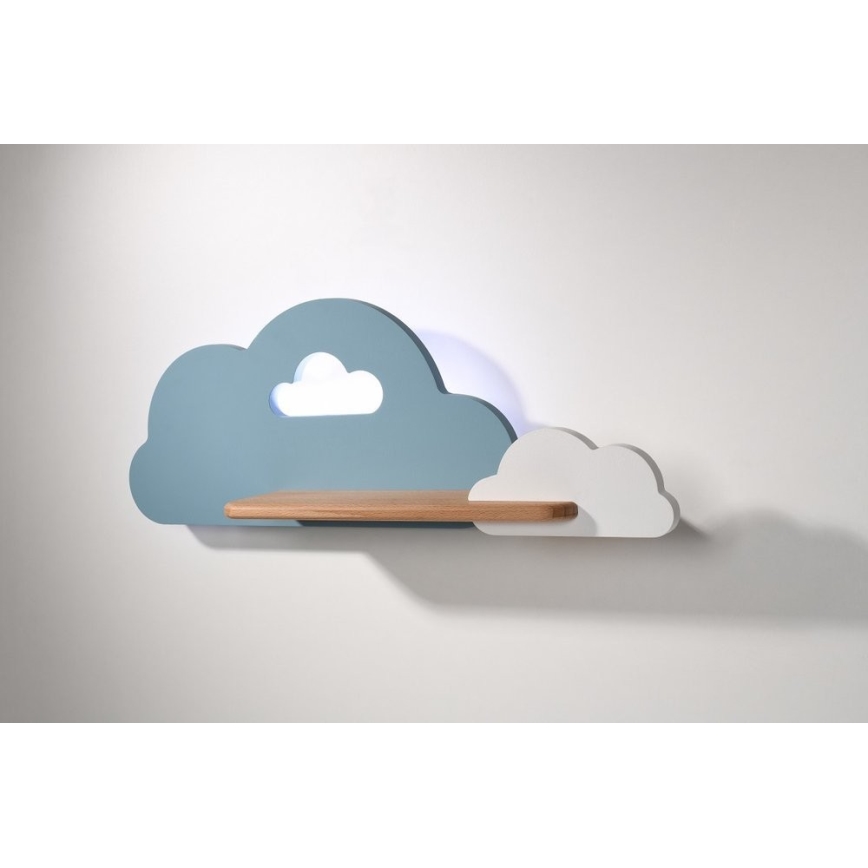 Aplique infantil LED con estante CLOUD LED/5W/230V azul/blanco