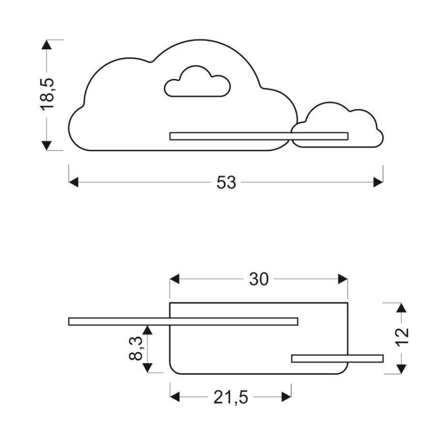Aplique infantil LED con estante CLOUD LED/5W/230V azul/blanco