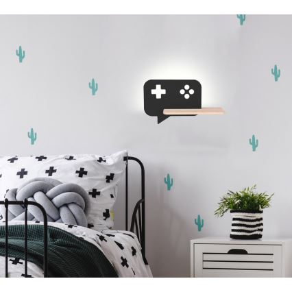 Aplique infantil LED con estante CONSOLE LED/5W/230V negro