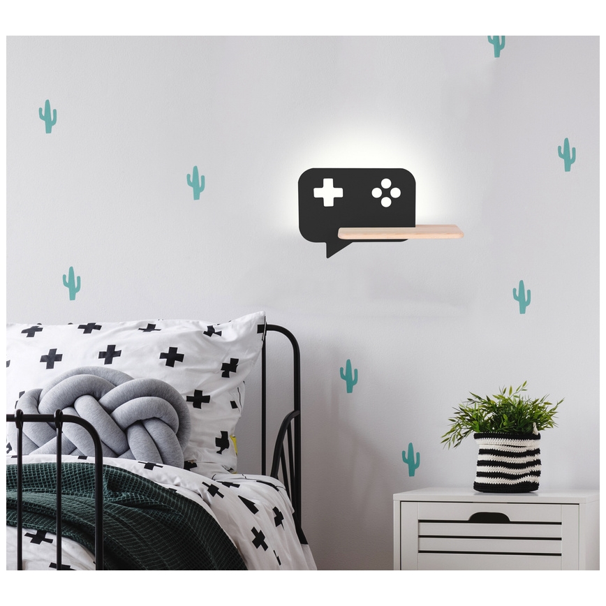 Aplique infantil LED con estante CONSOLE LED/5W/230V negro