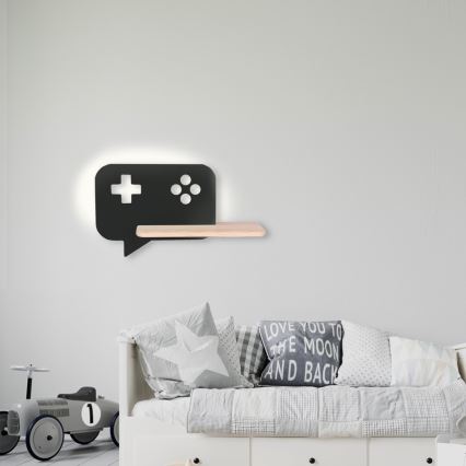Aplique infantil LED con estante CONSOLE LED/5W/230V negro