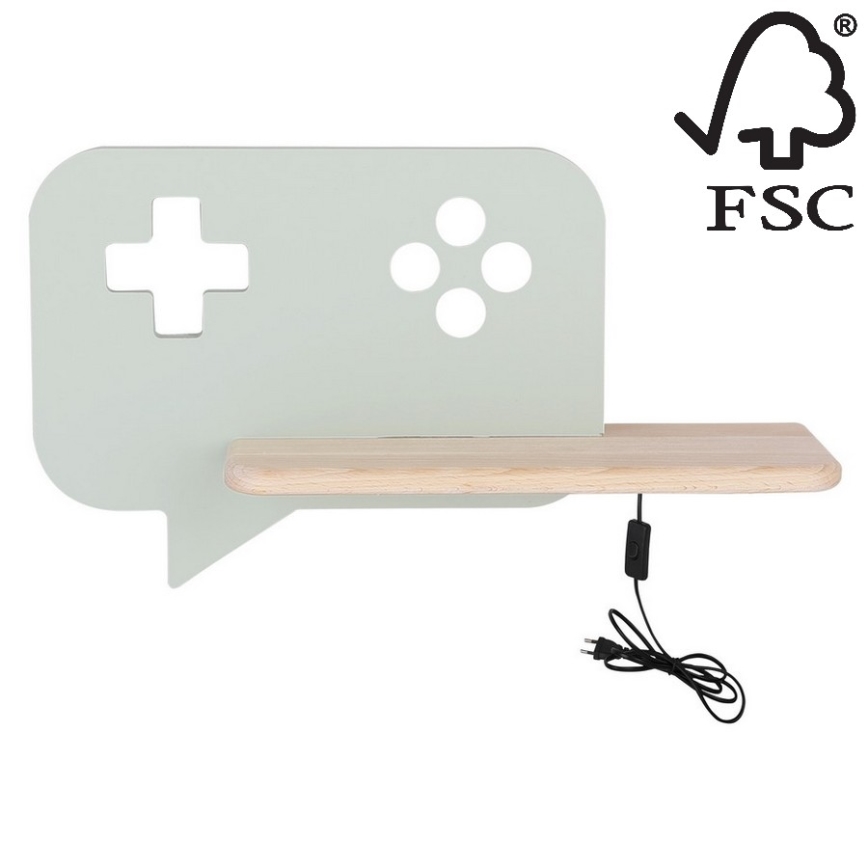 Aplique infantil LED con estante CONSOLE LED/5W/230V verde