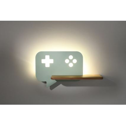Aplique infantil LED con estante CONSOLE LED/5W/230V verde