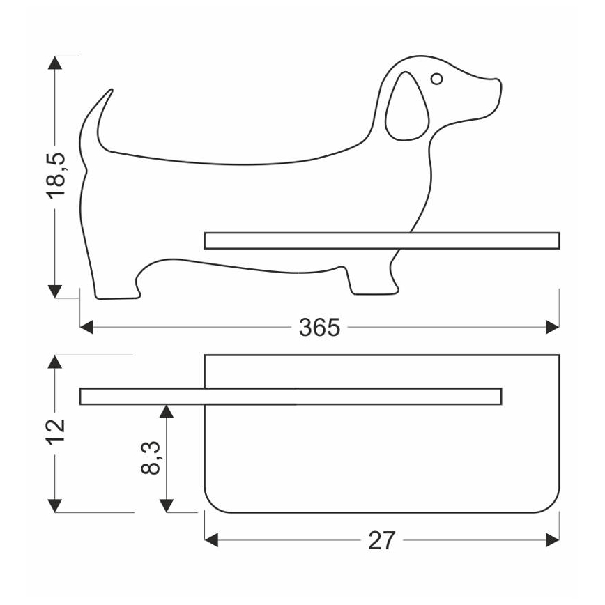 Aplique infantil LED con estante DOG LED/5W/230V negro/madera