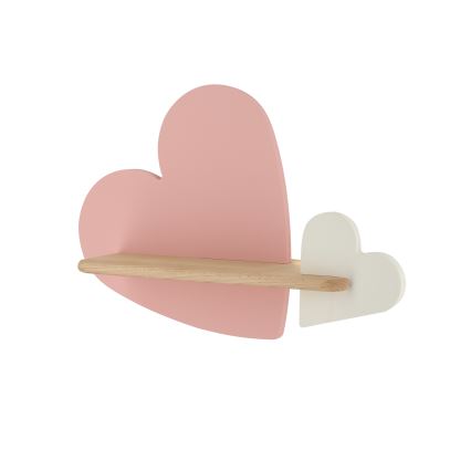 Aplique infantil LED con estante HEART LED/5W/230V rosa/blanco/madera