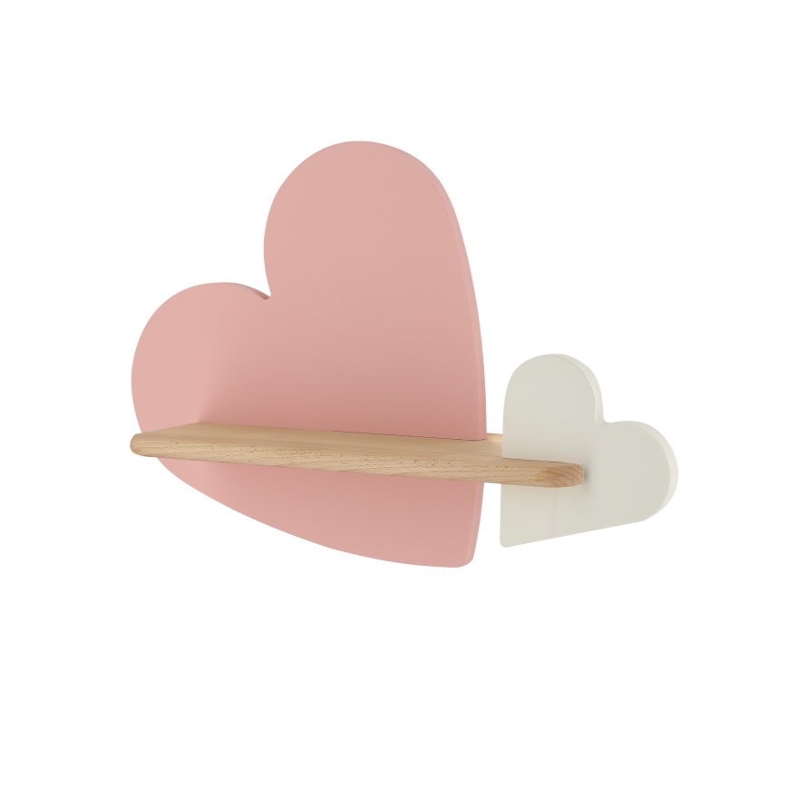 Aplique infantil LED con estante HEART LED/5W/230V rosa/blanco/madera