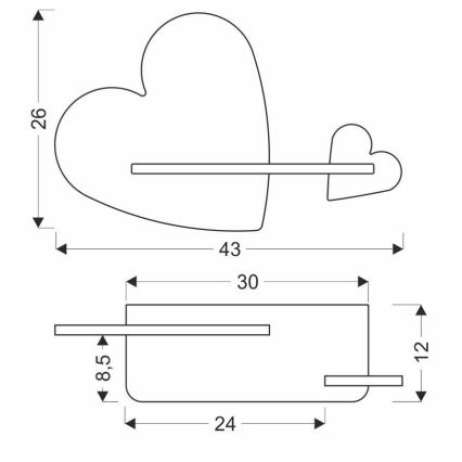 Aplique infantil LED con estante HEART LED/5W/230V rosa/blanco/madera