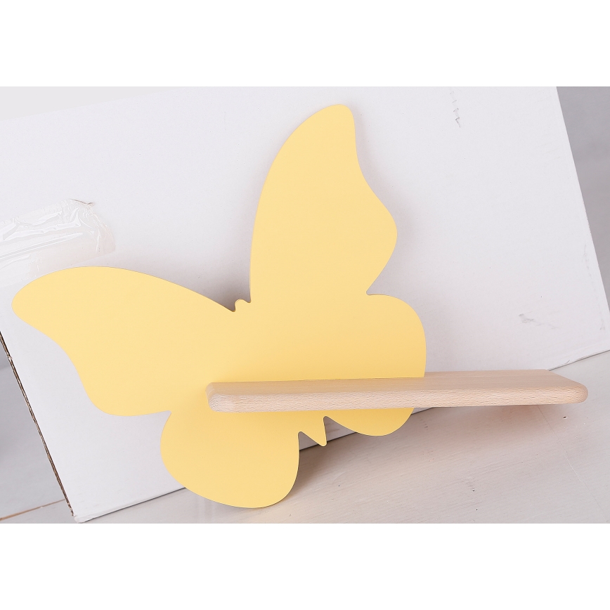 Aplique infantil LED con estante MARIPOSA LED/5W/230V amarillo/madera